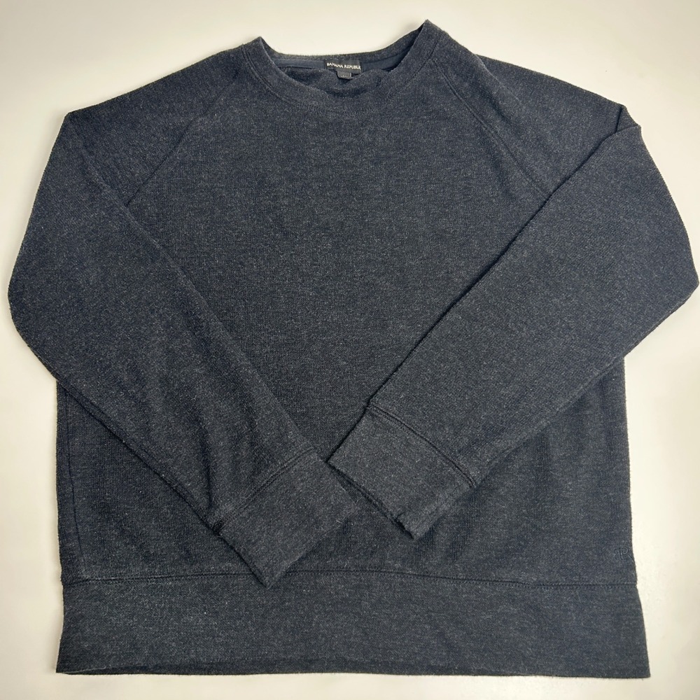 Banana Republic Womens Gray Raglan Sleeve Crew Neck Sweatshirt Size M Charcoal